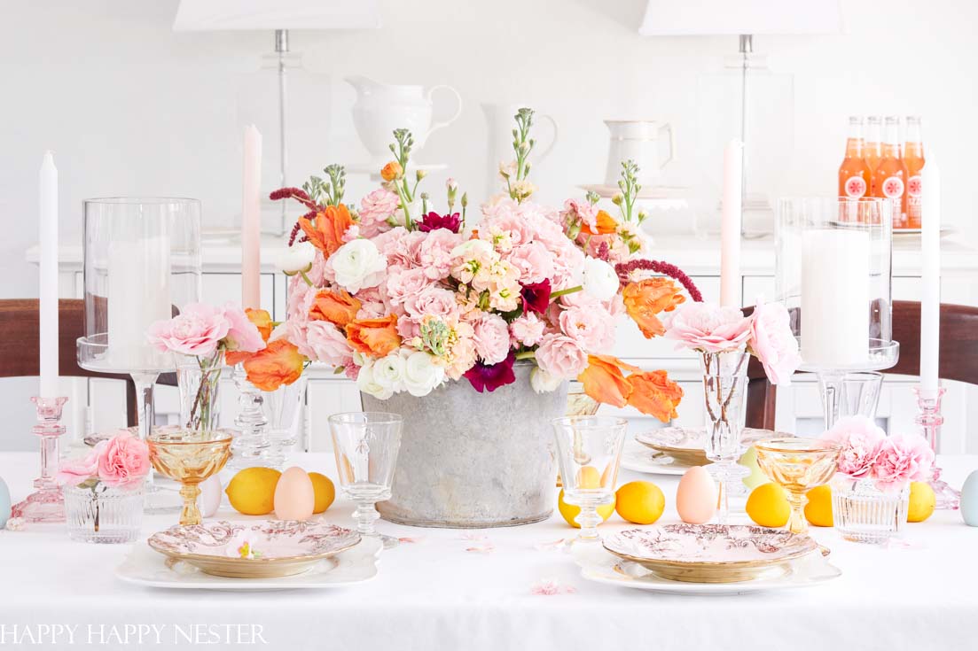 spring table with beautiful flowers