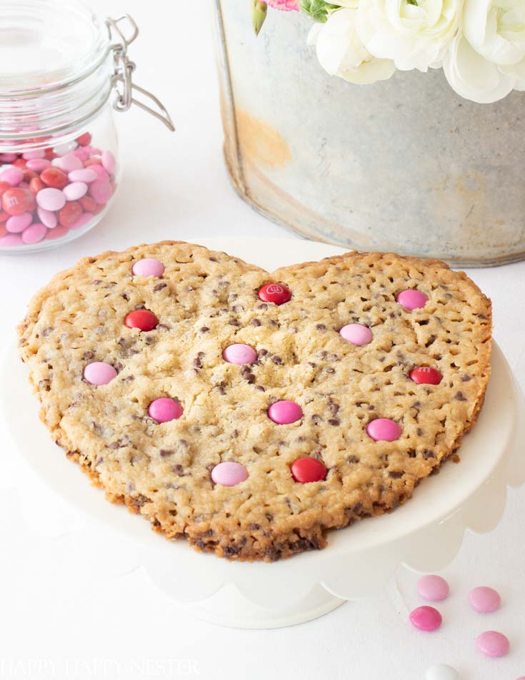 Easy Giant Heart Shaped Chocolate Chip Cookie for Valentine's Day