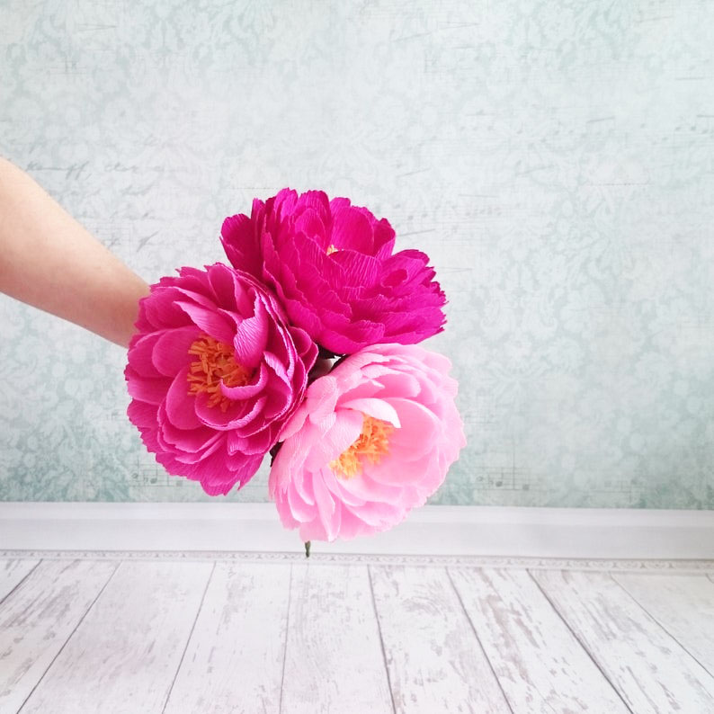 Pretty paper peony flowers for sale over on Etsy