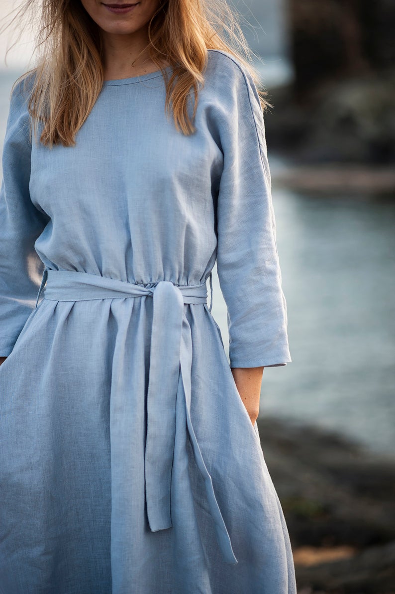 Linen dress in blue
