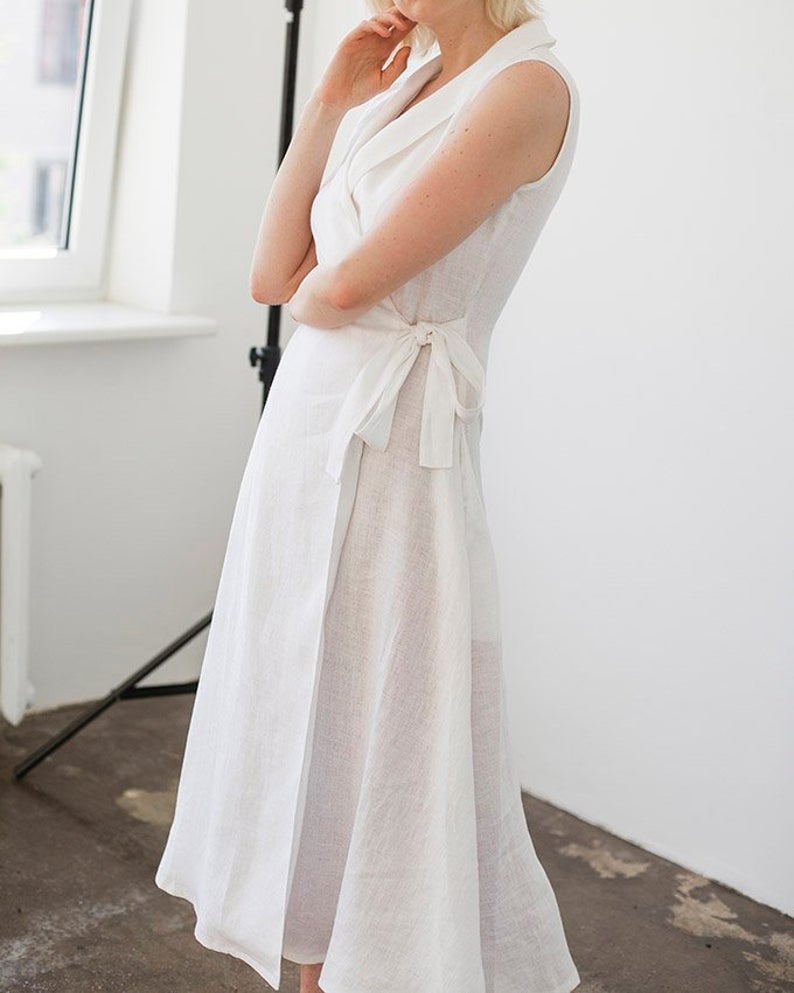 European Linen Midi Shirt Dress