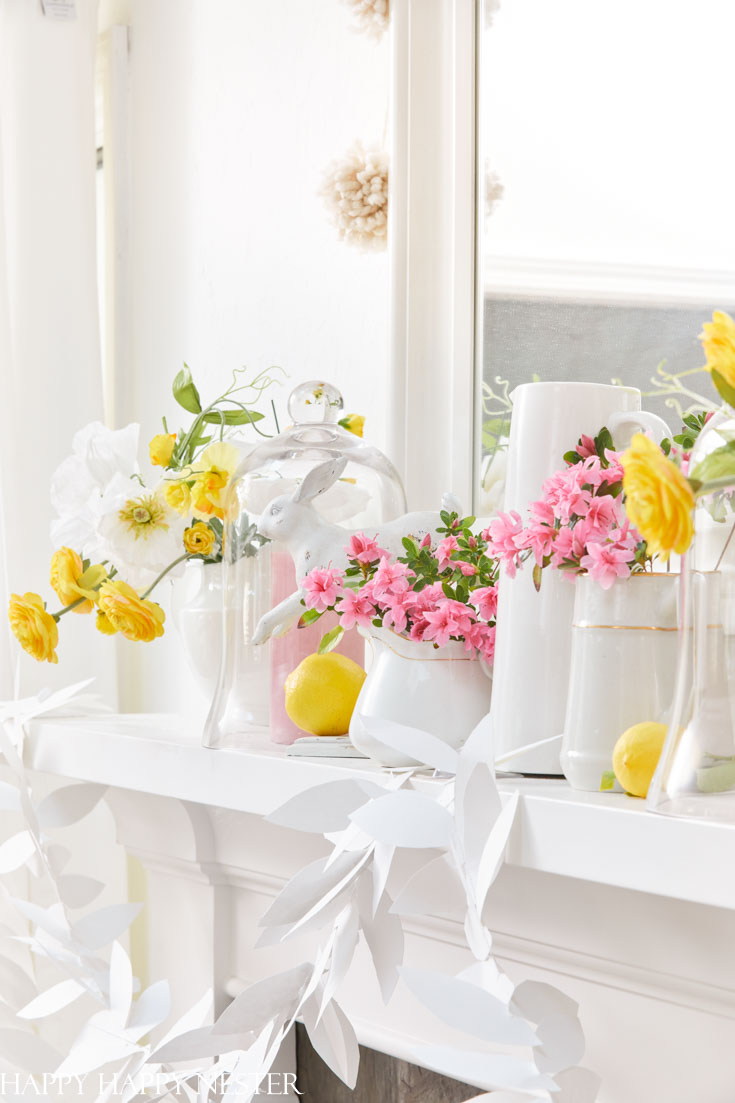 Spring Home Tour With Flowers on a mantel