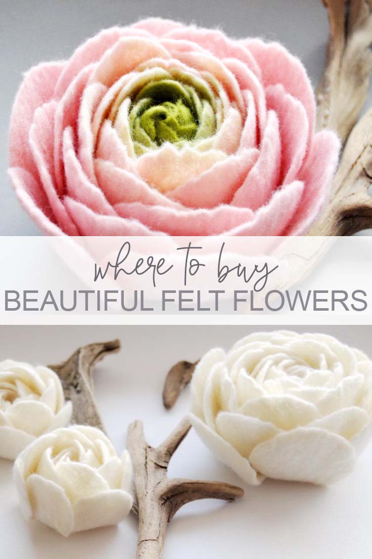 Where to buy beautiful felt flowers online pin
