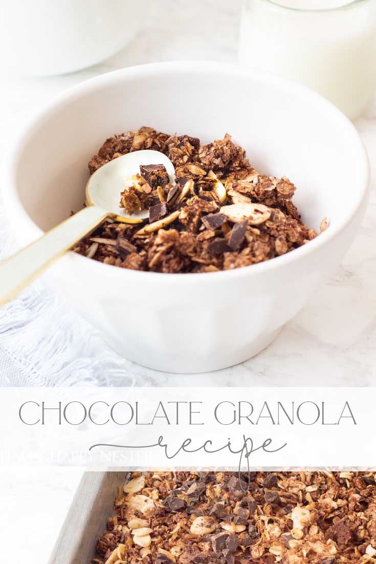 easy homemade granola recipe with dark chocolate pin