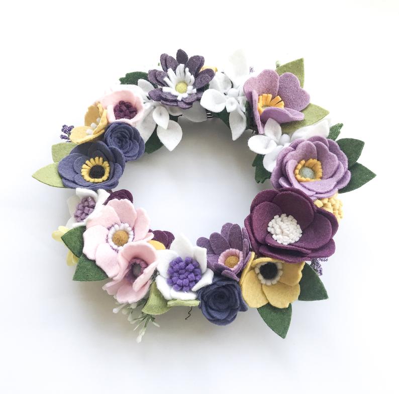 pretty colorful wreaths made from felt