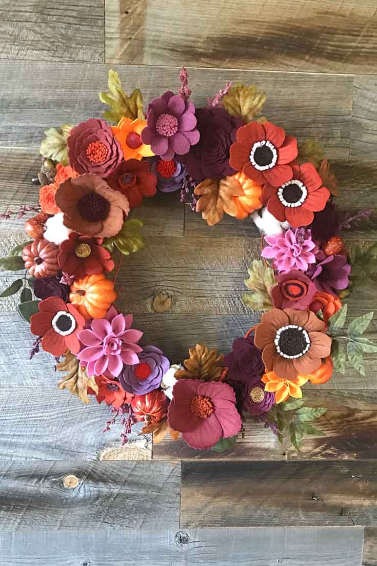 Felt Flower Wreath / Chicken Wire Wreath / Rustic Wedding / Rustic