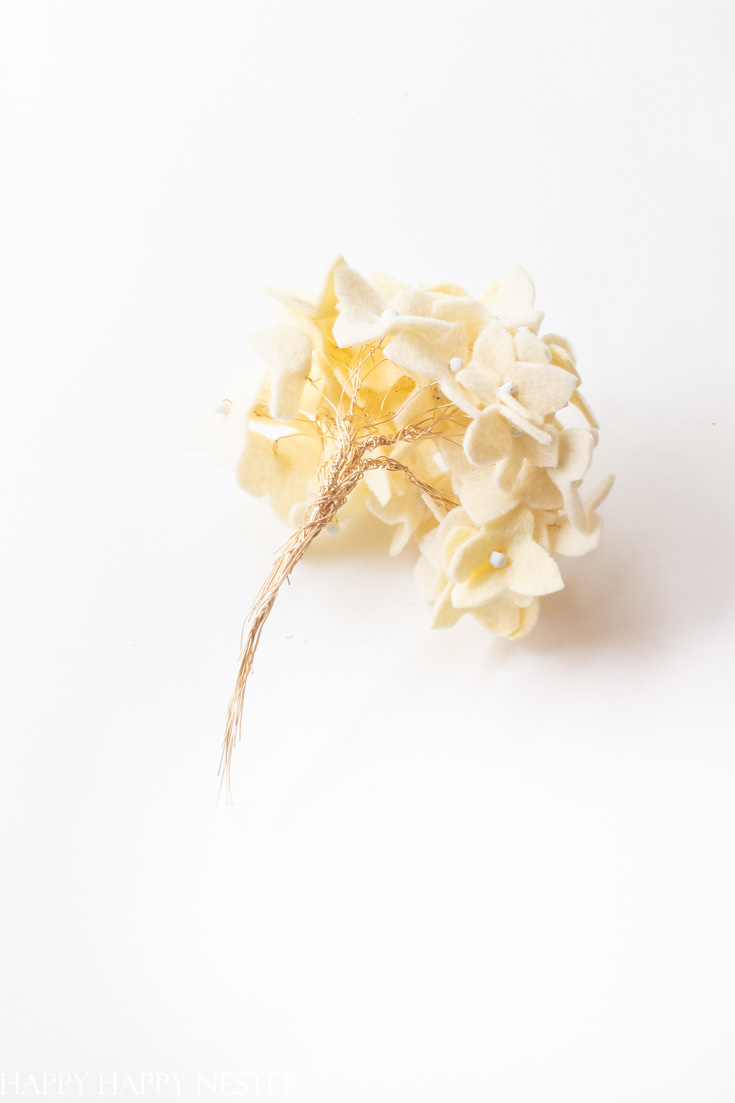 white felt hydrangea flower