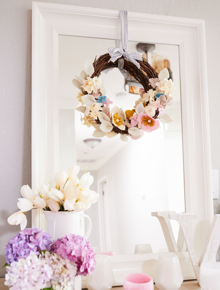 DIY Felt Flower Wreath: Hydrangeas & Anemones - Happy Happy Nester