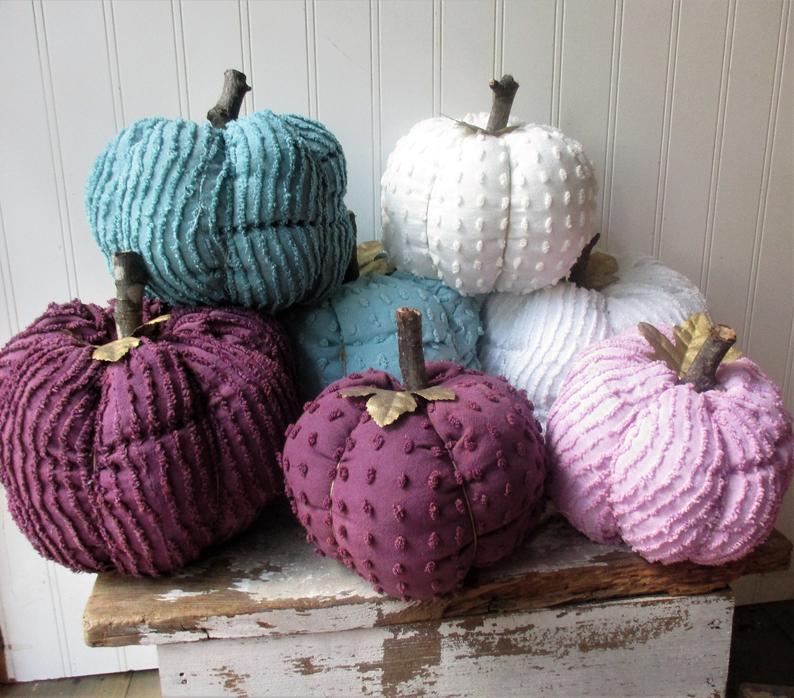 purple chenille pumpkins