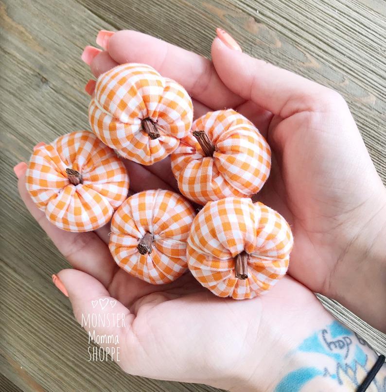 cutest fabric pumpkin in gingham