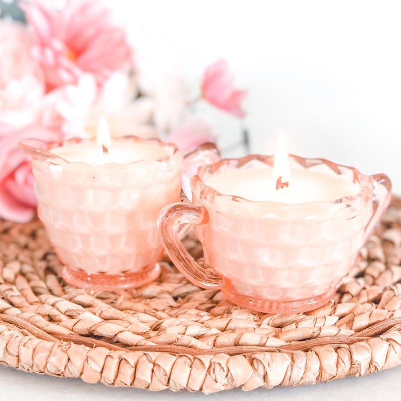 Hand-Poured Vintage Milk Glass Candle