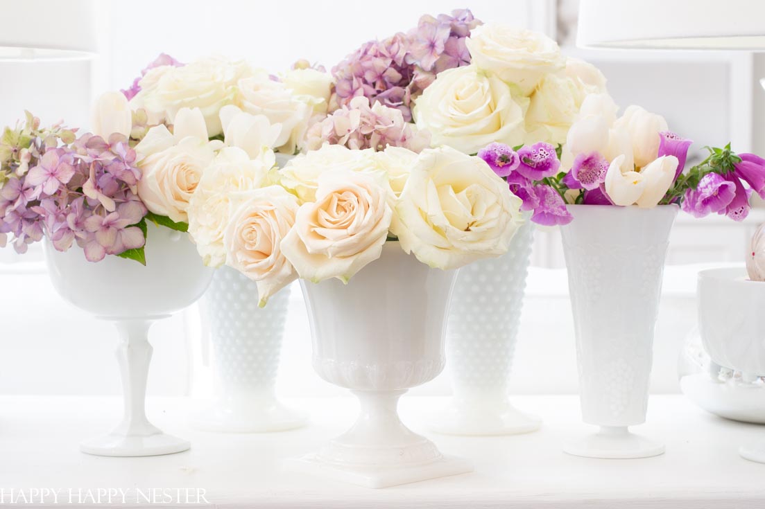 Collecting Milk Glass Vases for Flowers - Happy Happy Nester