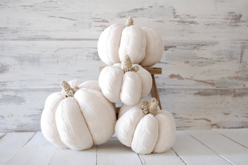 white sweater pumpkins