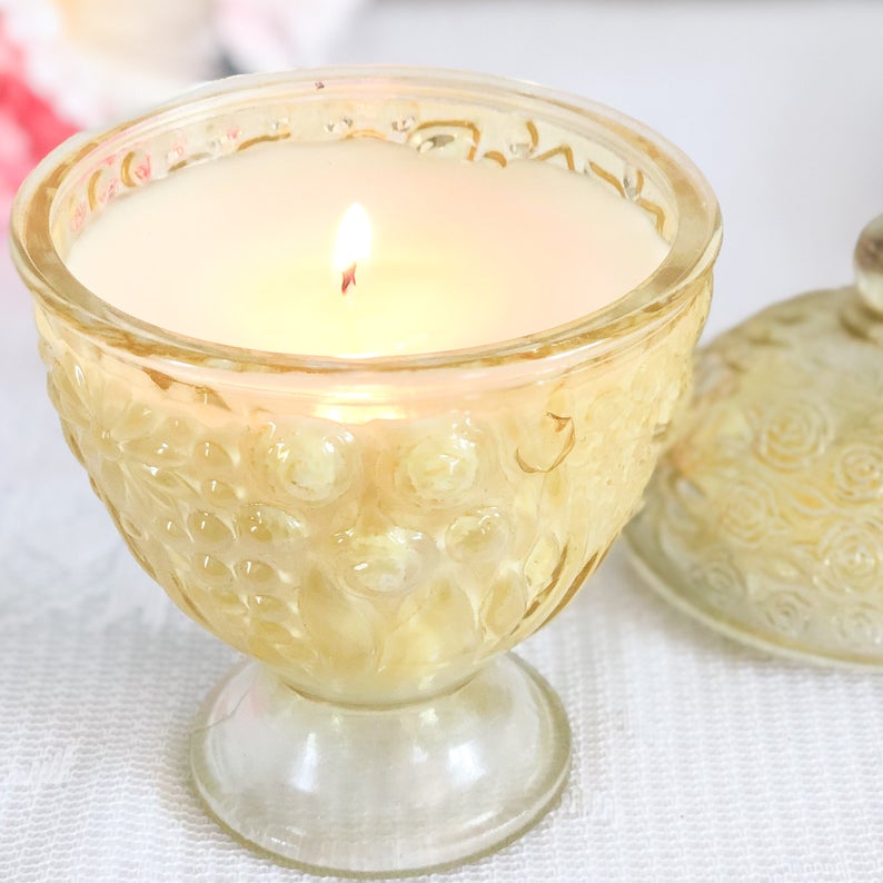 Hand-Poured Vintage Milk Glass Candle