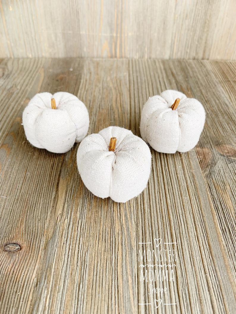 linen mini pumpkins