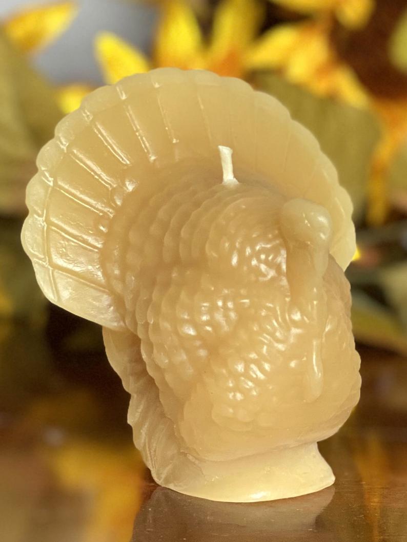 beeswax candle in the shape of a turkey