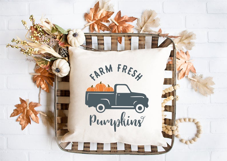 farm fresh pumpkins pillow
