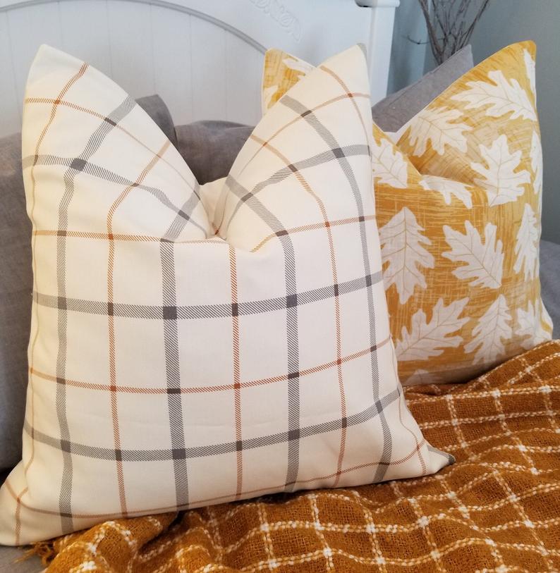 Fall plaid pillows sale