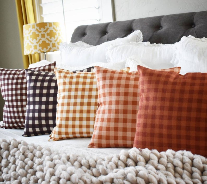 gingham fall pillows