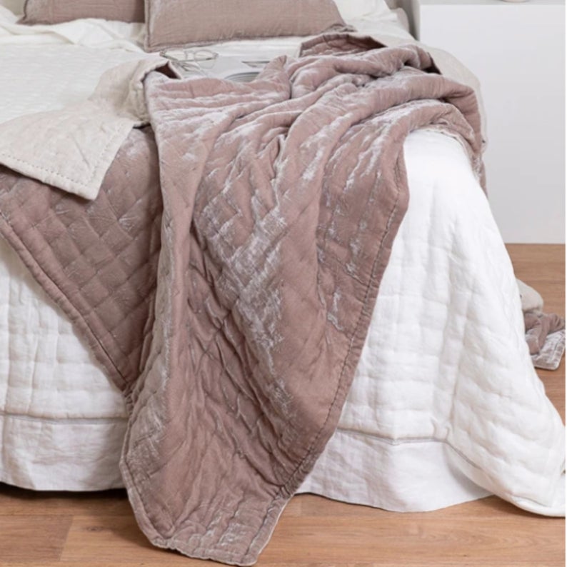 luxurious handstitched velvet blanket