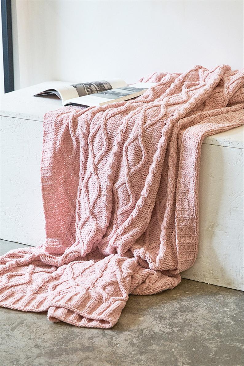knitted soft chenille blanket