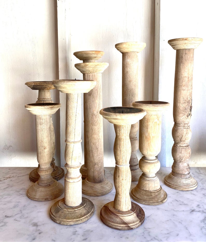 beautiful wooden candlesticks