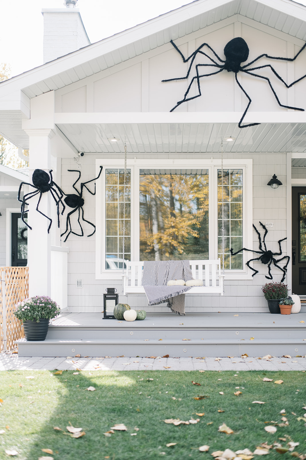 giant spiders on a house