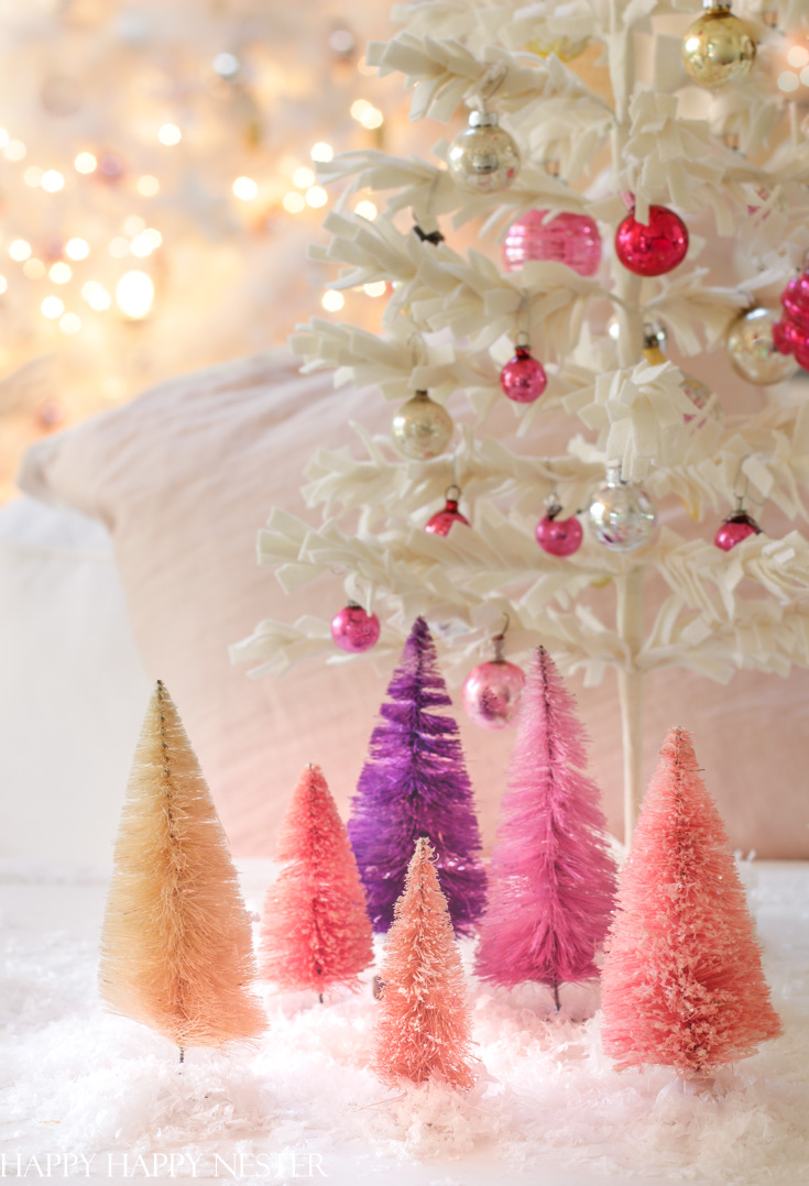 Mini Sisal Bottle Brush CHRISTMAS Tree Santa Snow Frost New Village Best D7 K8N4 