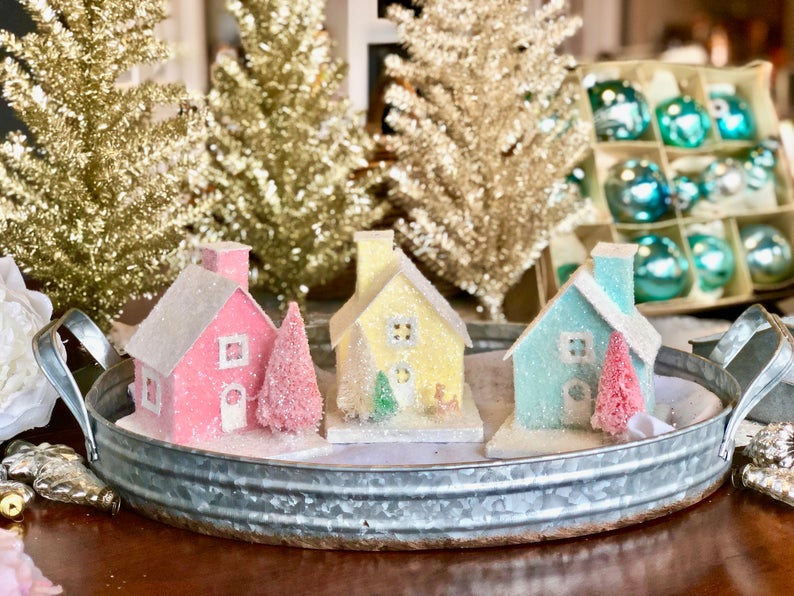 miniature paper houses putz style
