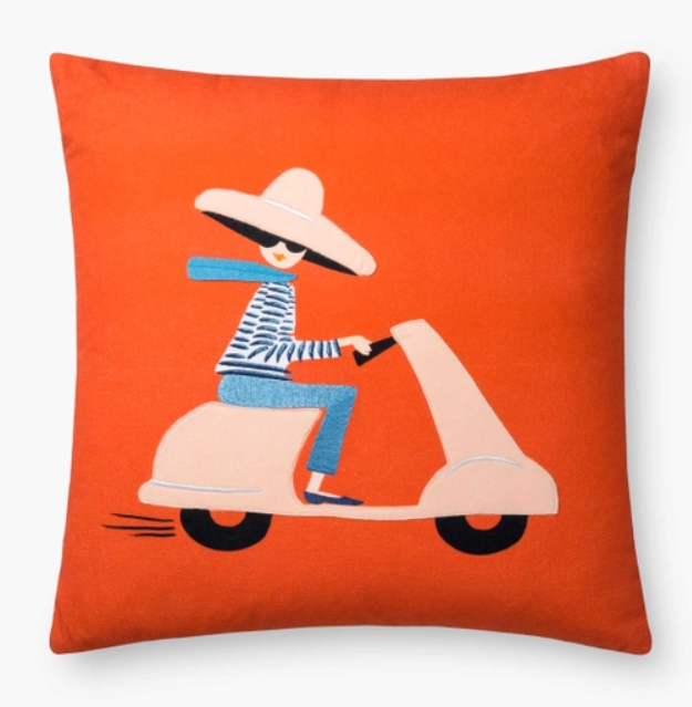 girl on a scooter pillow by Rifle
