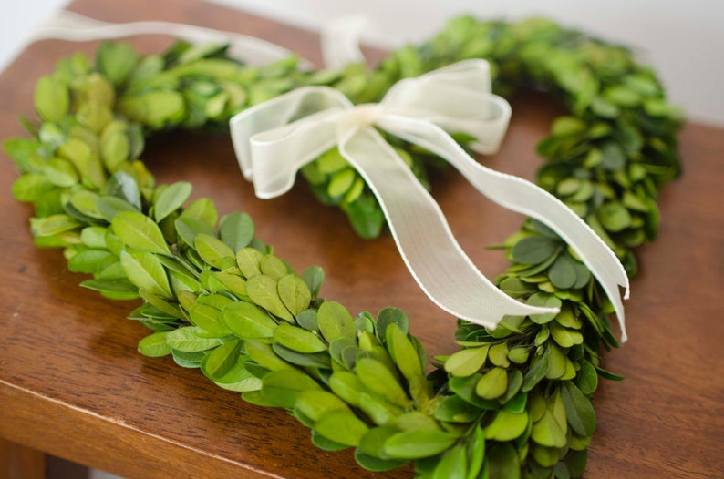 Boxwood heart wreath