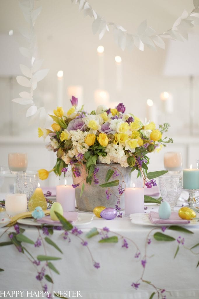 Table Decorations with Candles and Flowers - Happy Happy Nester