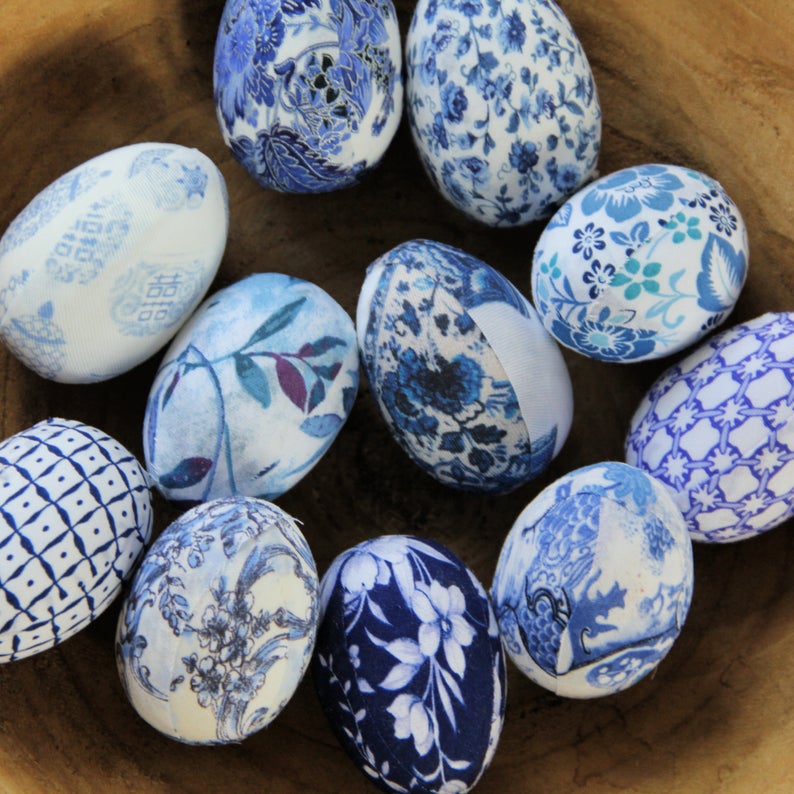 blue and white chinoiserie eggs