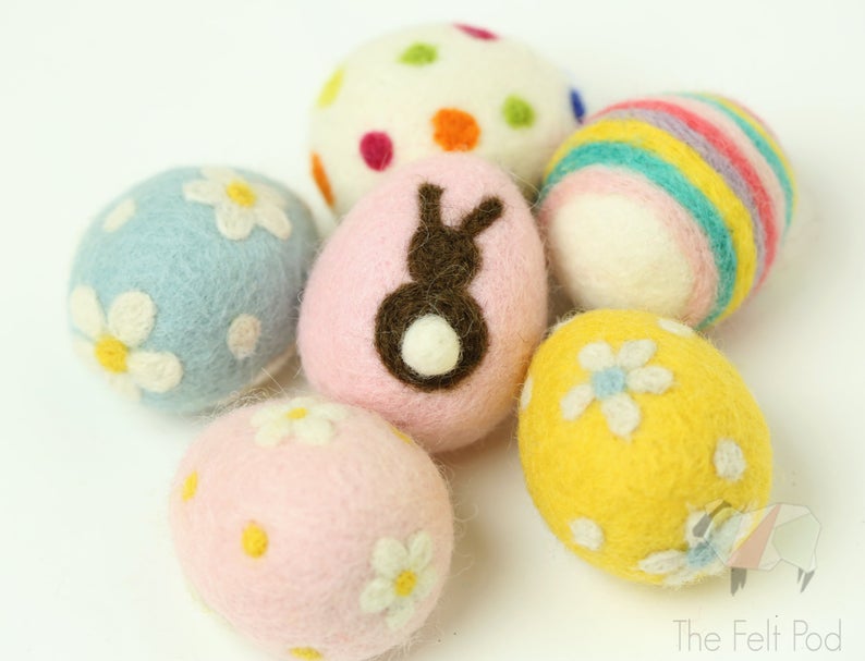 felted eggs