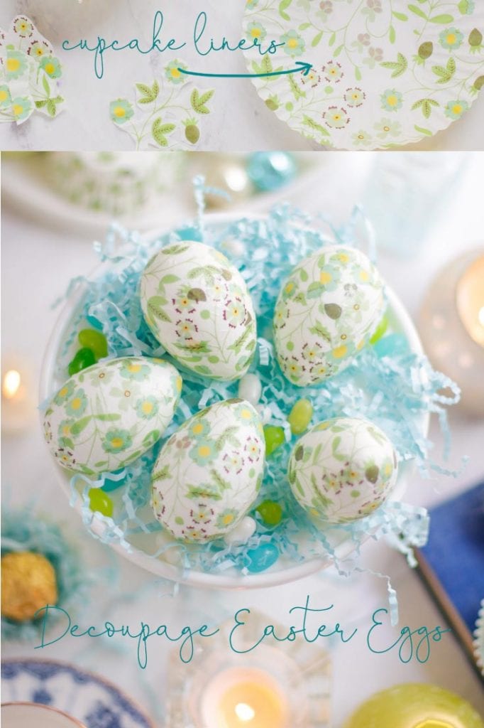 decoupage easter eggs with paper cupcake liners