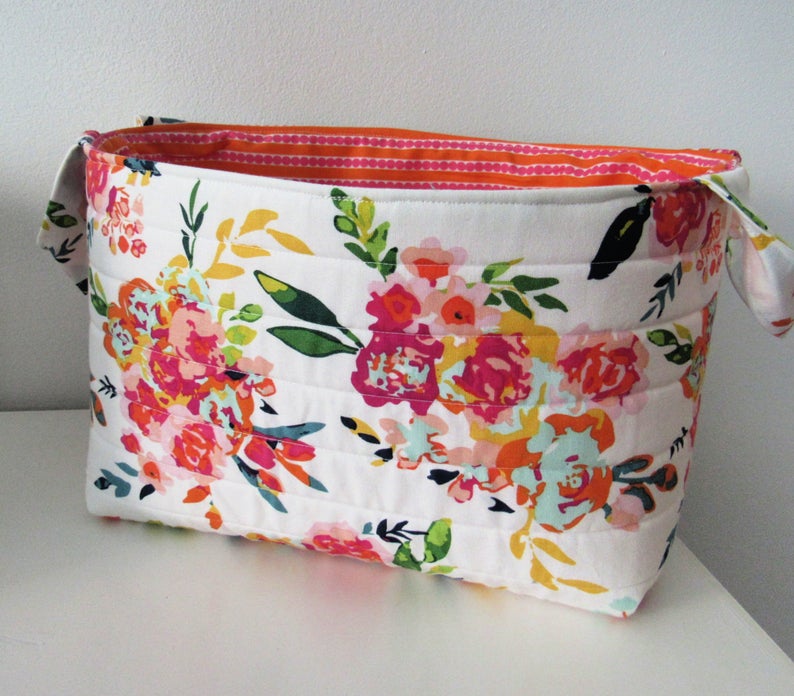 floral fabric container