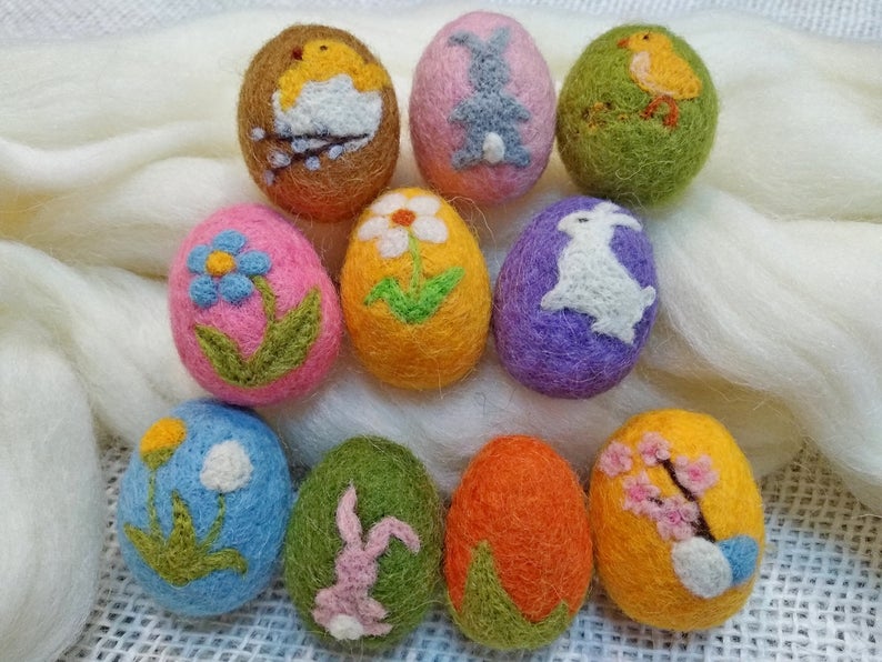 felted easter eggs