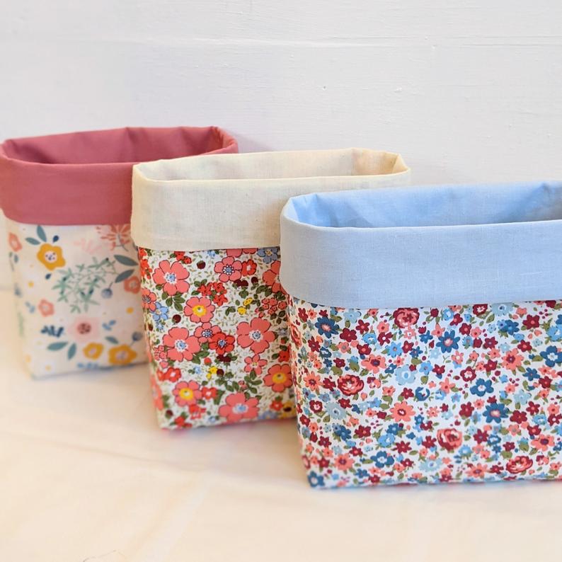 cute material baskets