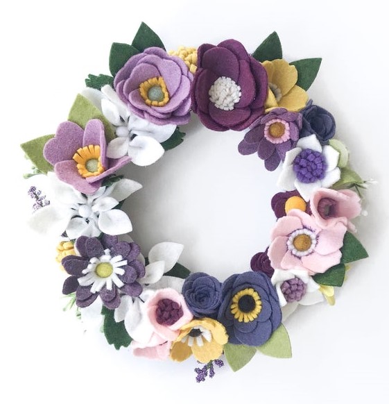 spring wreath felt flowers