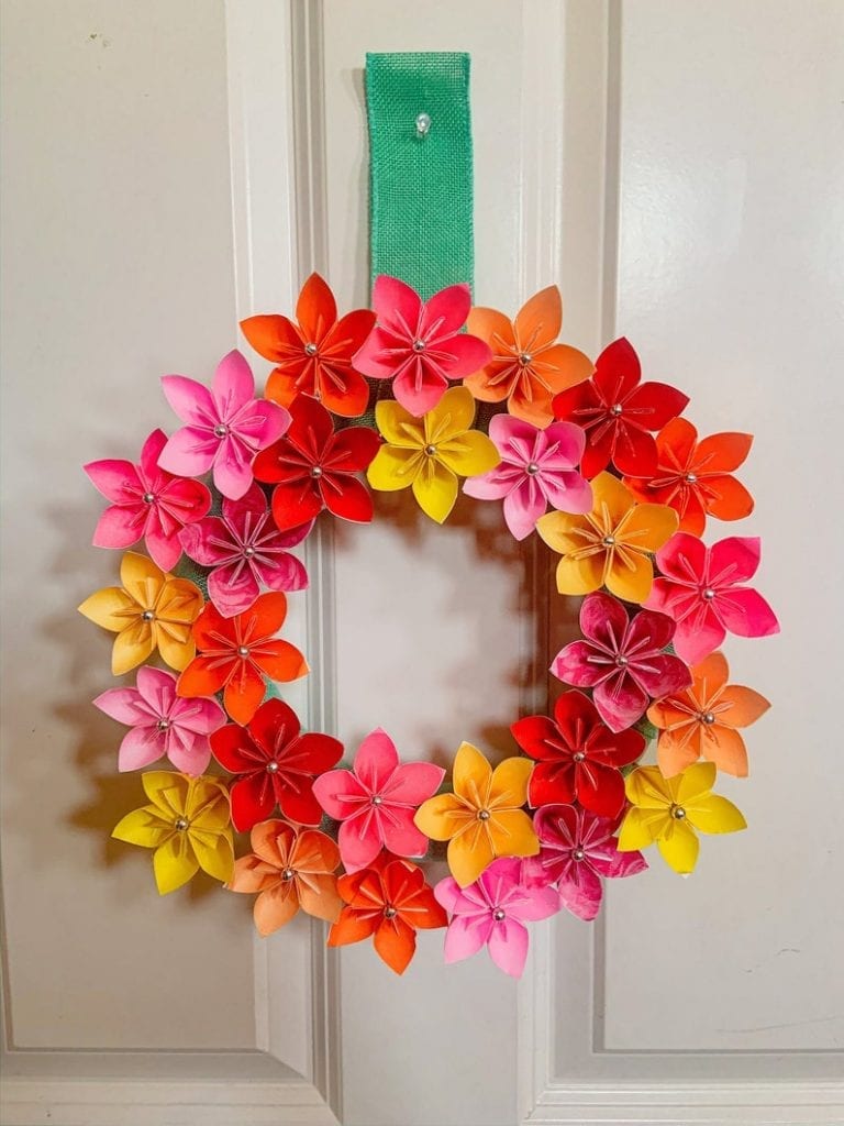 origami spring wreath