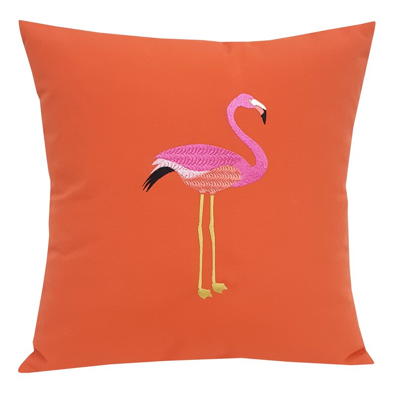 cute outdoor pillow with flamingo