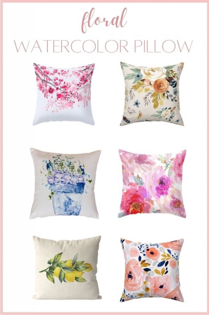 watercolor floral throw pillow pin