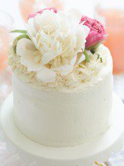 how to place peonies on a cake