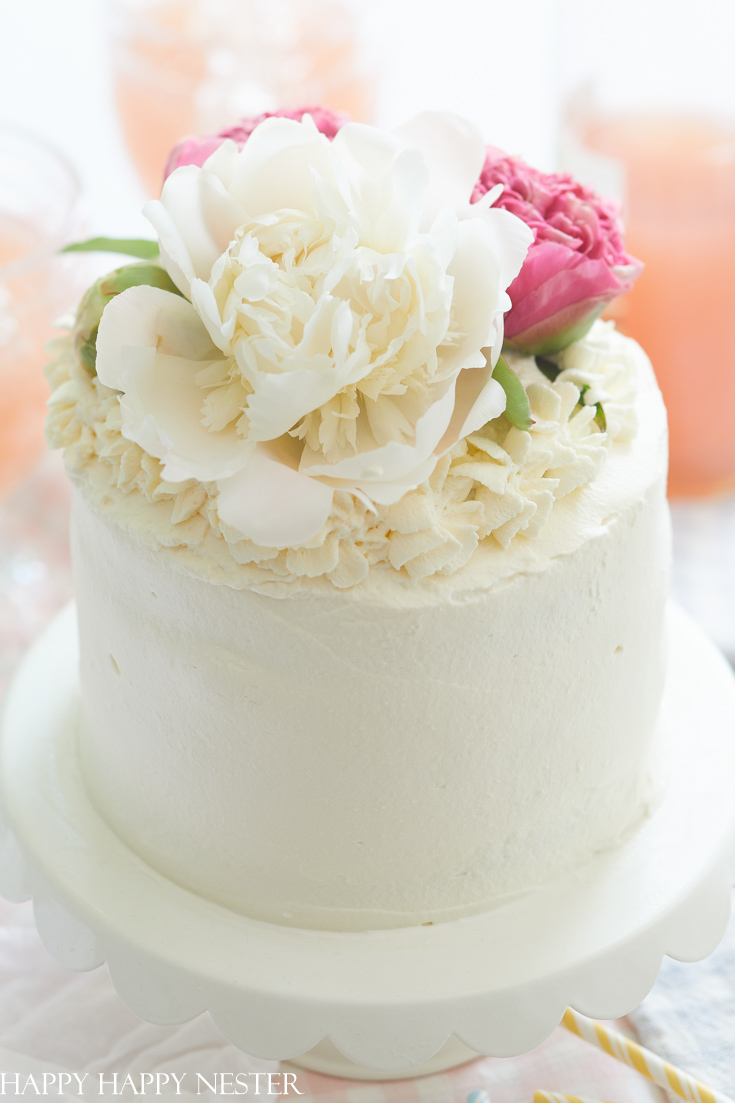 how to place peonies on a cake