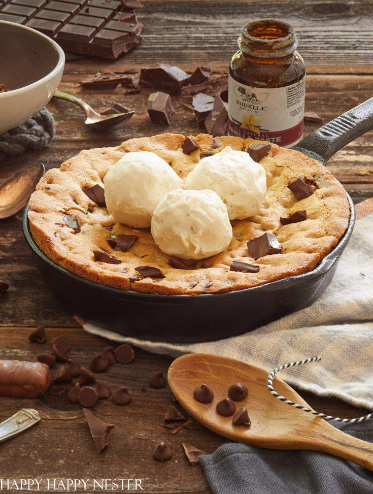 Skillet Chocolate Chip Cookie - Dishes With Dad