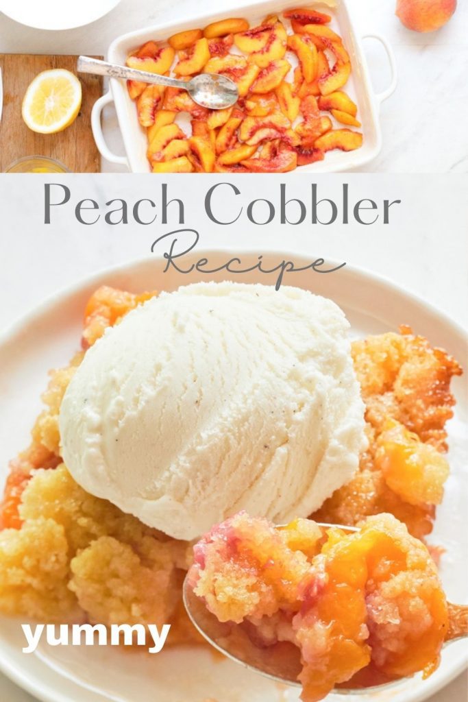 peach cobbler with fresh peaches pin