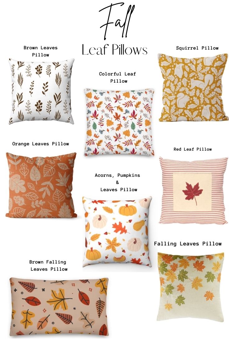 Squirrel & Pumpkin Style Pillow Covers Autumn Leaves 