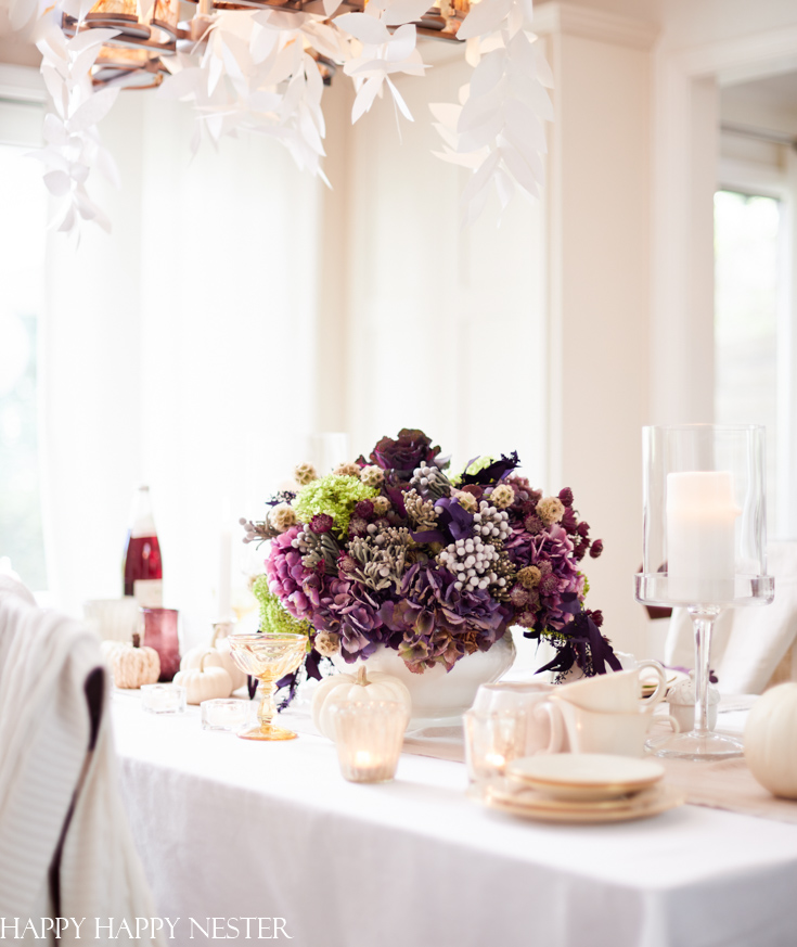 Table Decorations with Candles and Flowers - Happy Happy Nester