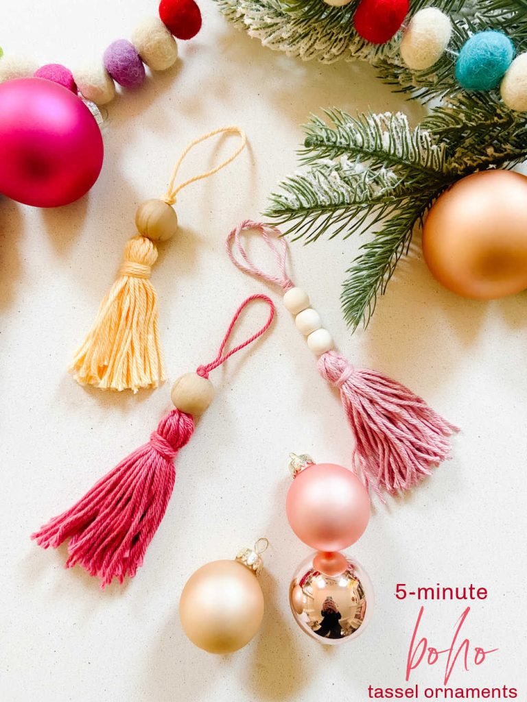 Crafting a Soft and Sparkly Blush Christmas with DIY Yarn Trees -  Celebrated Nest