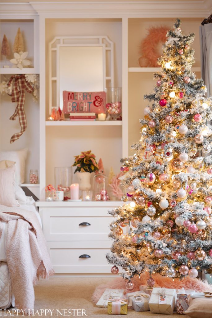 pink christmas tree decorations